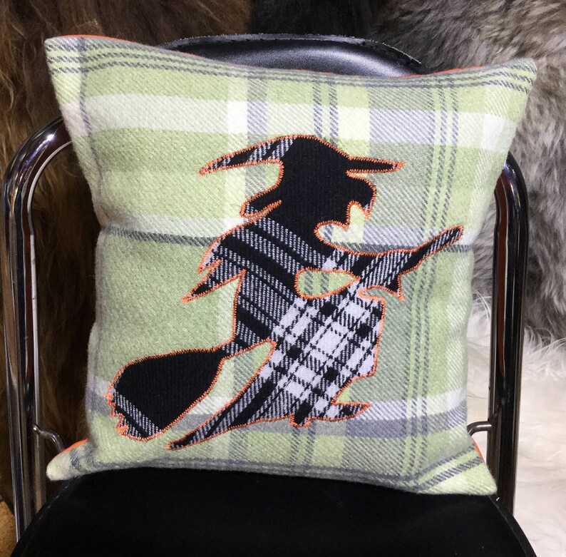 Wicked Witch Pillow, Tartan Halloween Decor, Handmade Scottish Cushion image 5