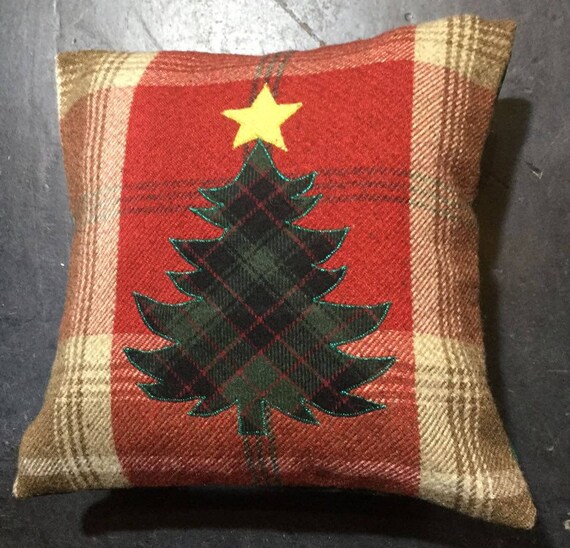 Square Pillow with Tree Embroidery