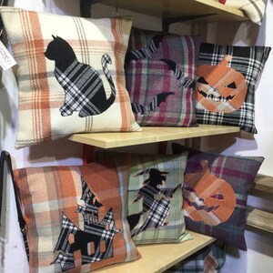 Wicked Witch Pillow, Tartan Halloween Decor, Handmade Scottish Cushion image 6