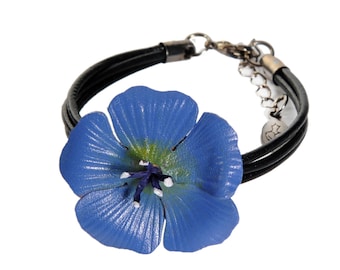 leather linen flower strap