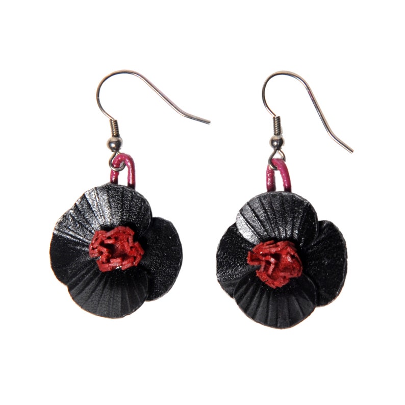 Boucles D'oreilles Coquelicot Rouge - Bijou Symbolique Pour Jour Du Souvenir - Cadeau Femme Et Vétéran