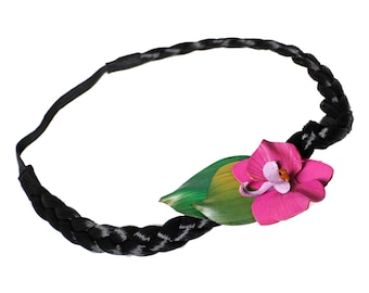 leather headband orchid and leaf headband