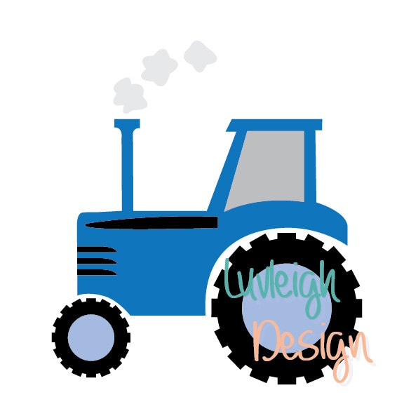 Blue Country Farm Barn Tractor Clipart Download Vector File SVG Jpeg