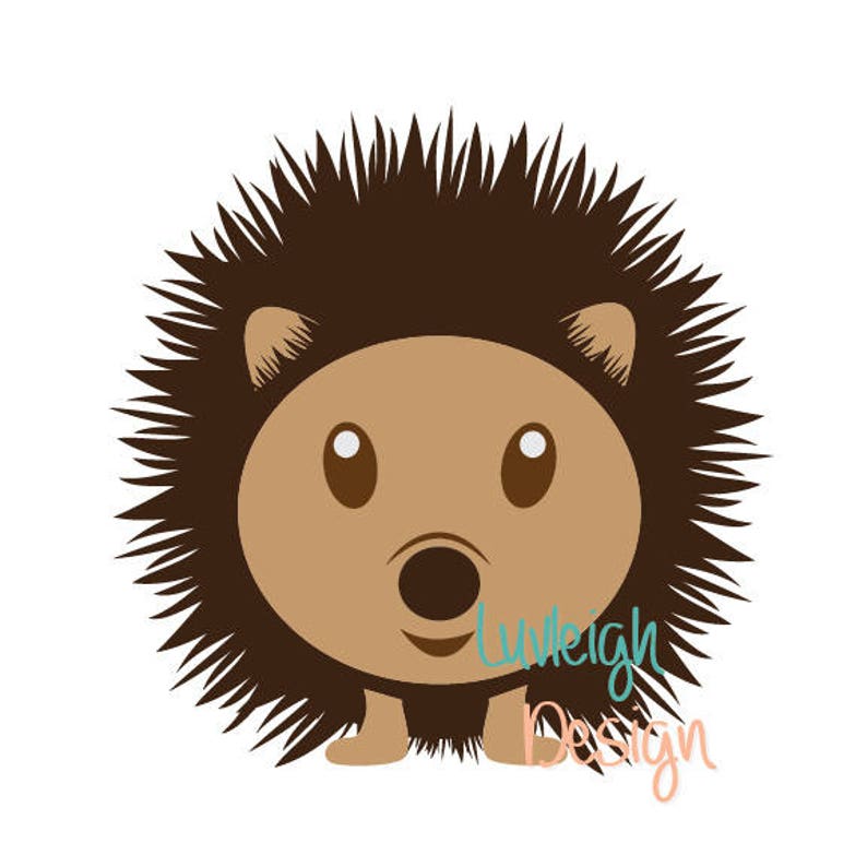 Brown Baby Hedgehog Porcupine Woodland Forest Country Animal Clipart Download Vector File SVG Jpeg pdf ai dxf for cut or print image 1