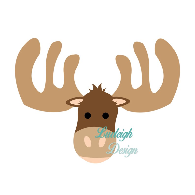 Moose Face Forest Animal Clipart Download Vector File SVG Jpeg pdf ai dxf for cut or print machines image 1