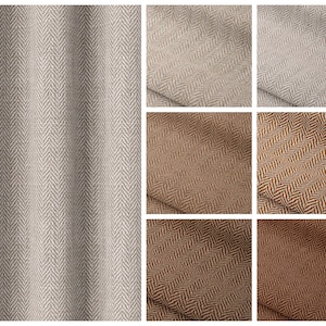May include: A close-up of a fabric swatch in a herringbone pattern. The swatch is shown in six different color variations, ranging from light beige to brown.