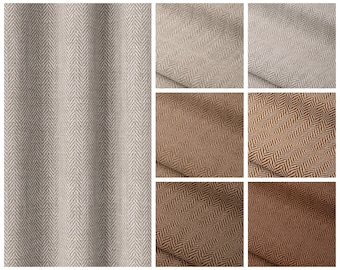 6 Colors. Herringbone Textured Curtains. Custom Length & Width Window Drapes for Living Room, Bedroom, Dining, Kitchen, Bathroom, Nursery.