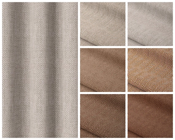 6 Colors. Herringbone Textured Curtains. Custom Length & Width Window Drapes for Living Room, Bedroom, Dining, Kitchen, Bathroom, Nursery.