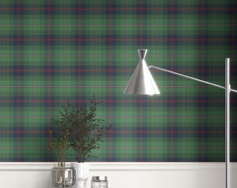 Plaid Check Wallpaper by Meter. Extra Wide. Removable Peel 'n Stick & Unpasted Options. Geometric Pattern. Green/ Blue/ Red/ Yellow (Maksim)