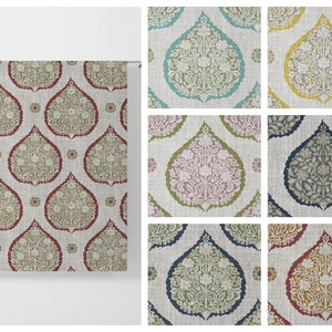 7 Colors. Paisley/ Floral, Leaf Motif Curtains. 4 Pleat Styles. Blackout Lining Option. Custom Drapes for Living, Bedroom, Kitchen, Study.