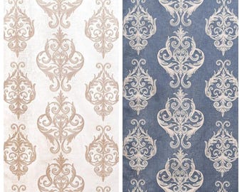 Damask Embroidered Curtains. Custom Pinch Pleat Window Drapes for Living, Bedroom, Dining, Nursery, Kitchen, Bath, Study & Office.