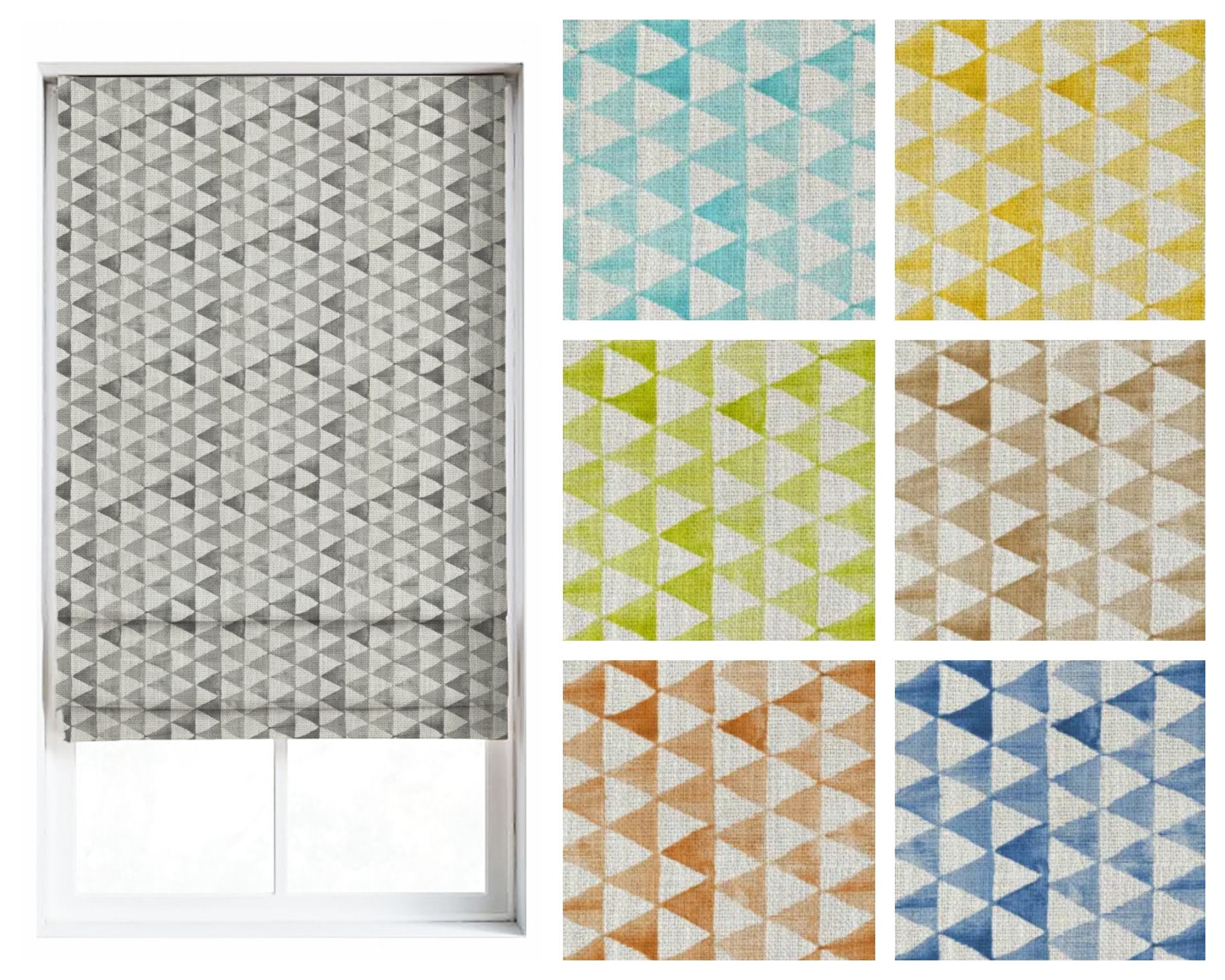 7 Colors. Custom Roman Shades. Any Size Window Blinds for Nursery, Kids Room, Living, Bathroom & Kitchen. Add Blackout Lining for Bedroom.