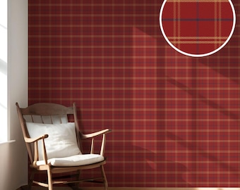 Checkered Plaid Wallpaper. Extra Wide Roll. Removable Peel 'n Stick & Unpasted Options. Geometric Patterned. Red/ Yellow/ Blue (Harlequin)