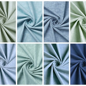 Blue Cotton Blend Curtains. 9 Colors. Custom Size Window Drapes for Living, Bedroom, Kitchen, Bath, Dining, Nursery. Blackout Lining Option.
