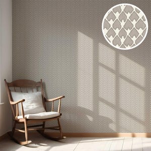 Small MicroPrint Wallpaper by Meter. Extra Wide. Geometric Heart Patterned, Neutral, Non-Woven, Non-Pasted Wallpaper. Gray/ Greige (Gulmarg)