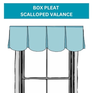 Custom Size Window Valance. Board Mounted Scalloped Box Pleat Valance. Pick Any Fabric from Our Collection for Kitchen, Bedroom, Living.