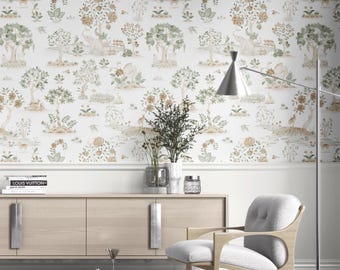 Modern Floral Wallpaper. Removable Peel 'n Stick & Unpasted Options. Extra Wide Roll. Patterned, Neutral, Non-Woven. White/Beige (Claremont)