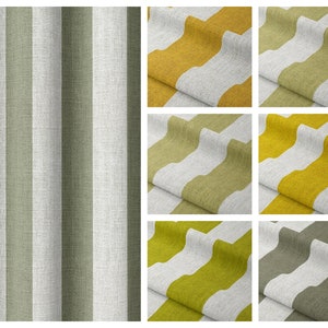 8 Colors. Green & Yellow Striped Roman Shades. Custom Window Blinds for Living, Dining, Kitchen, Office, Bedroom. Blackout Lining Option.