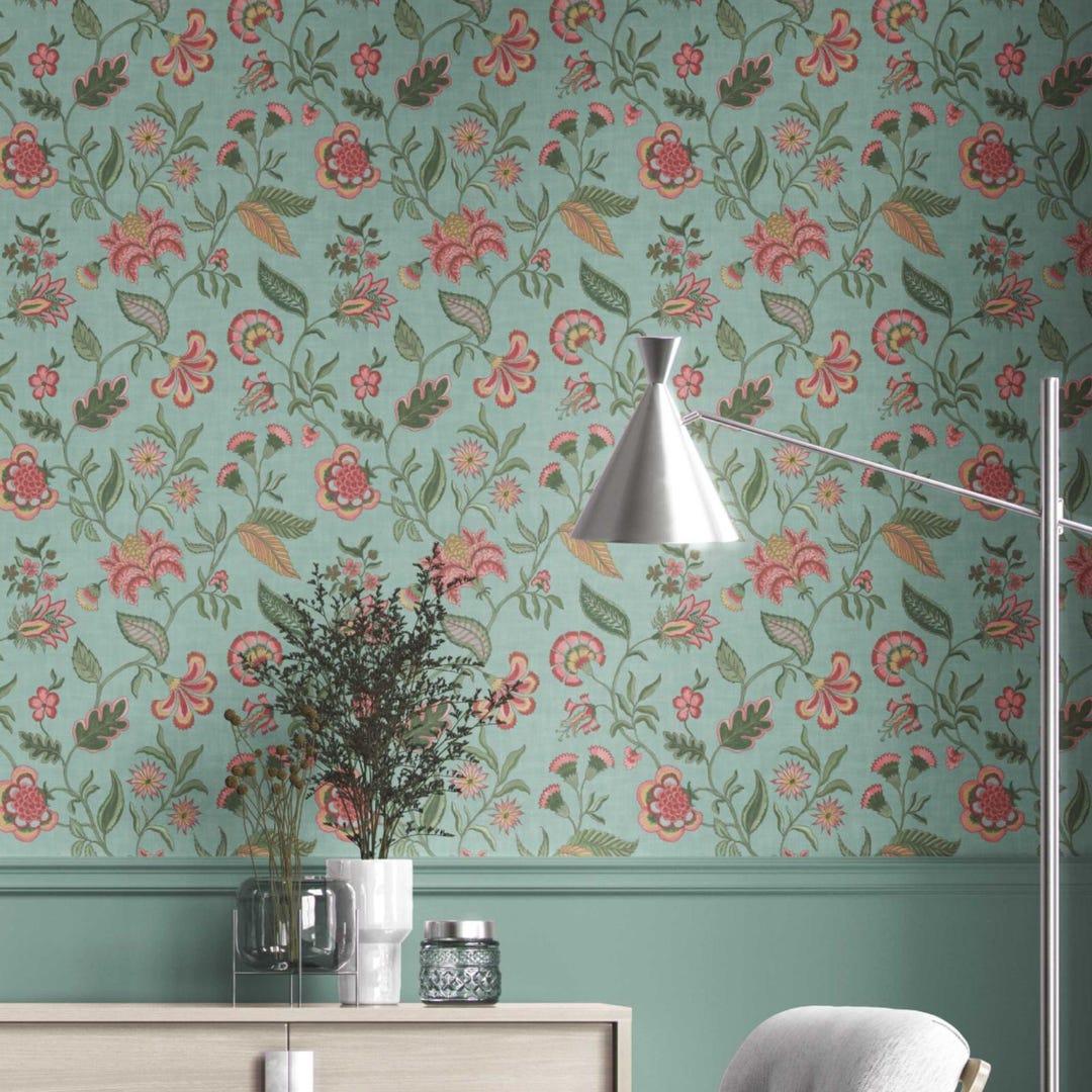 Floral Chinoiserie Wallpaper by Meter. Extra Wide. Botanical, Non-woven ...