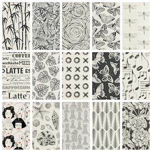 Black and White Roman Shades. 19 Modern Patterns. Custom Window Blinds for Living Room, Dining, Playroom, Nursery. Blackout Lining Option.