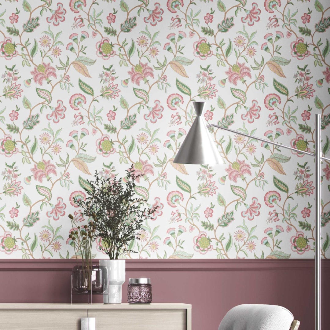 Floral Chinoiserie Wallpaper by Meter. Extra Wide. Botanical, Non-woven ...