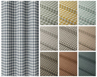 Houndstooth Curtains. 17 Colors. 4 Pleat Styles. Custom Window Drapes for Living, Bedroom, Dining, Study, Office & Kitchen. Blackout Option.