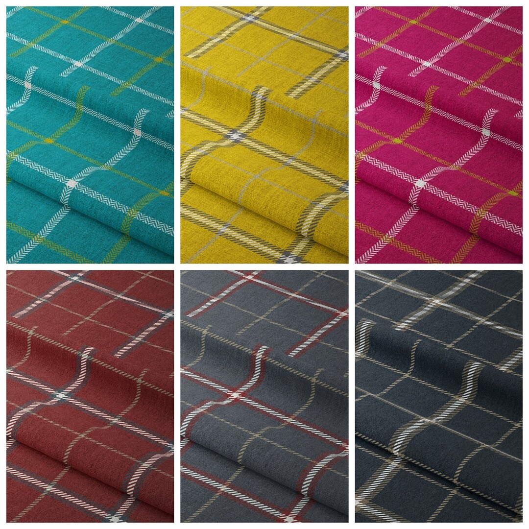 5 Colors. Checkered Plaid Curtains. Custom Size Window Drapes for ...