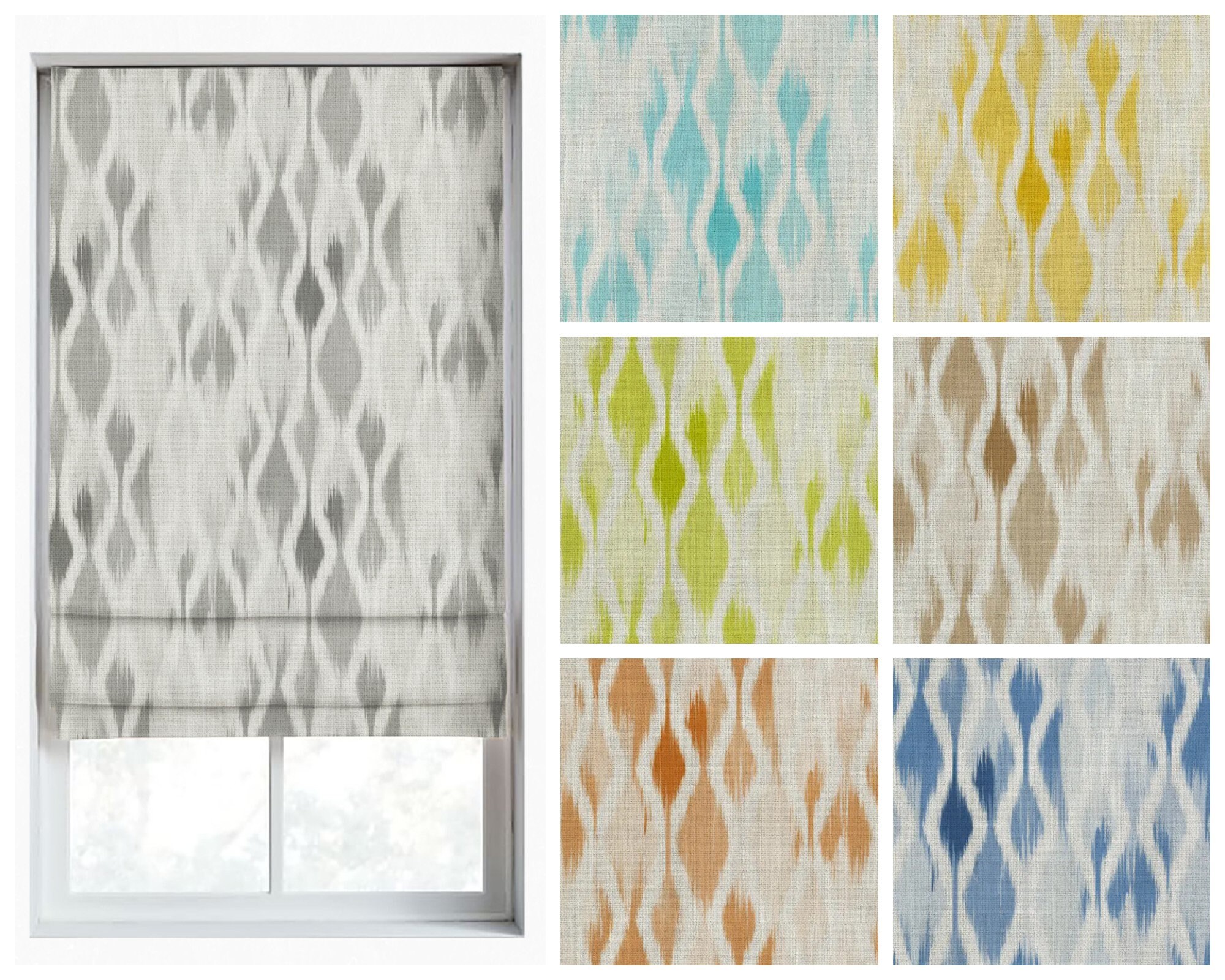 7 Colors. Custom Roman Shades. Any Size Window Blinds for Nursery, Playroom, Kids Room, Living, Bedroom, Bathroom, Kitchen. Blackout Option.