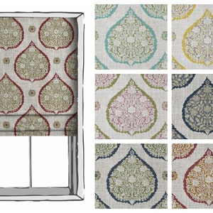 7 Options. Floral/ Paisley Roman Shades. 3 Fold Styles. Blackout Lining Option. Custom Window Blinds for Living, Bedroom, Dining & Kitchen.