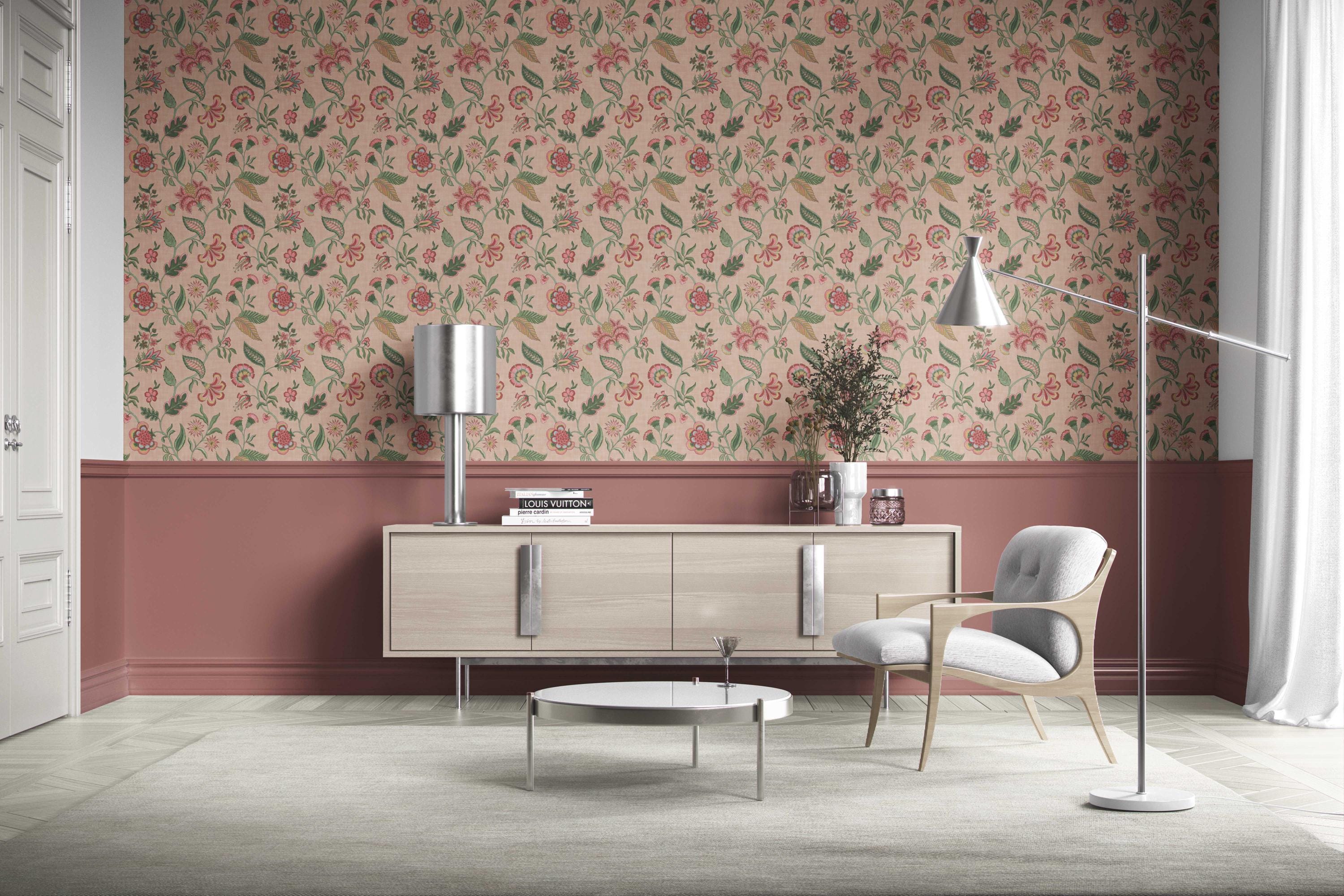 Floral Chinoiserie Wallpaper. Extra Wide Roll. Botanical, Non-woven ...