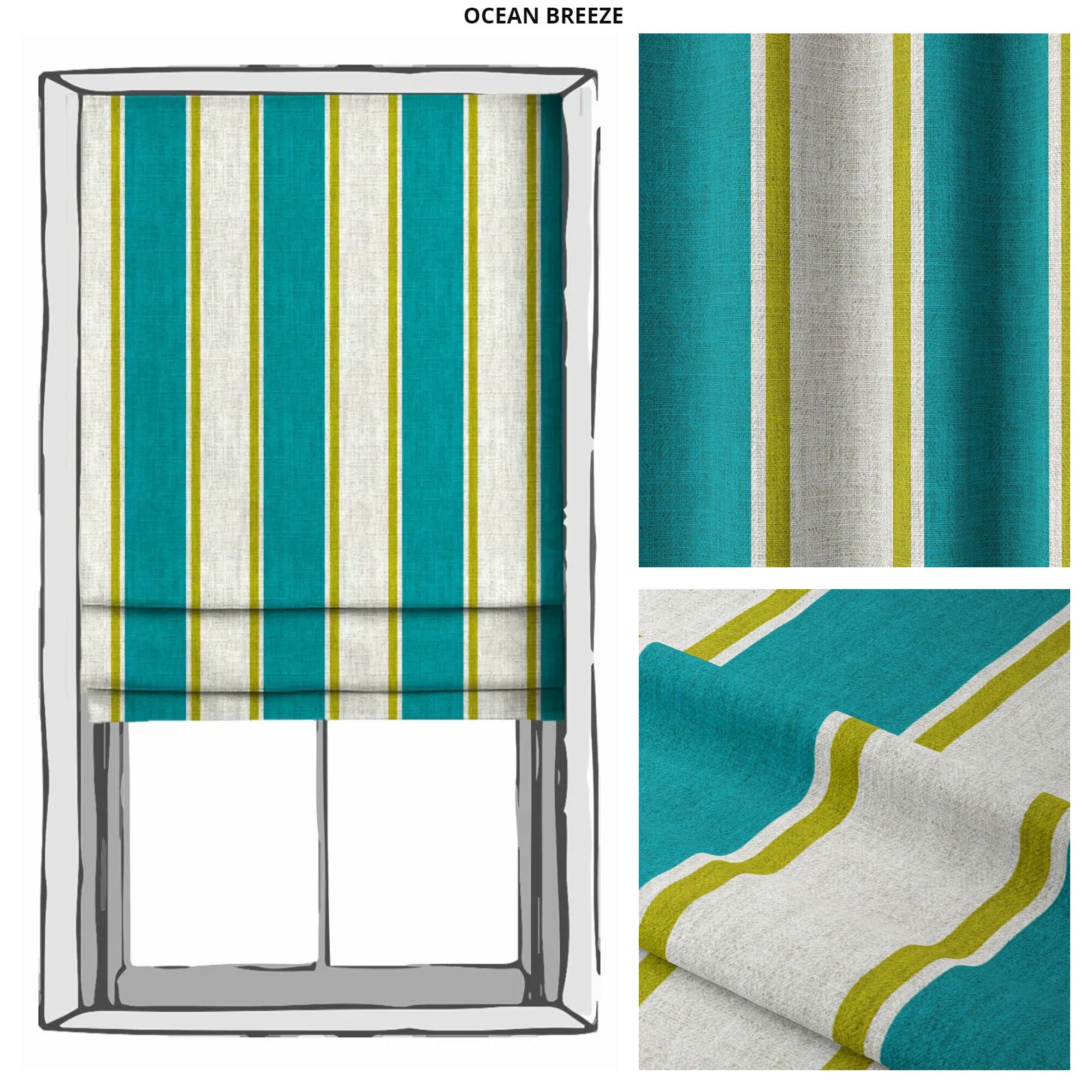 5 Colors. Striped Roman Shades. Custom Length/ Width/ Size Etsy