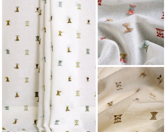 3 Options. Sheer Embroidered Curtains. White, Beige Custom Window Drapes for Living, Bedroom, Dining Room, Kitchen, Study, Office & Nursery