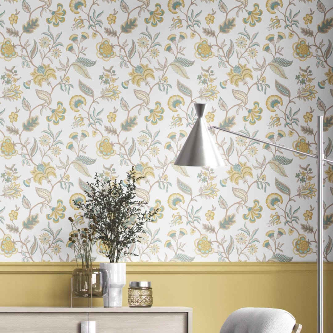 Floral Chinoiserie Wallpaper by Meter. Extra Wide. Botanical, Non-woven ...