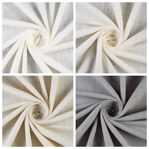 Linen Textured Semi-Sheer Pinch Pleat Curtains. Custom Size Window Drapes for Living, Bedroom, Dining, Kitchen, Bathroom, Study, Office.
