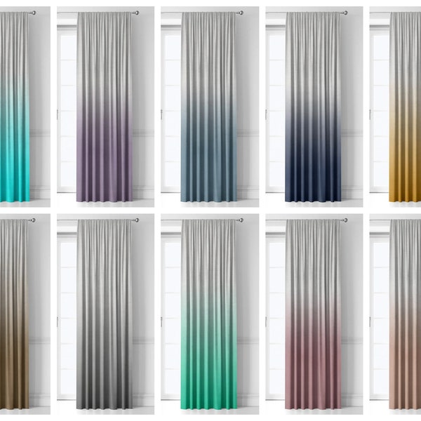 Ombre Curtains, 17 Colors, 4 Styles, Blackout Lining Option. Custom Drapes for Living Room, Bedroom, Dining Room & Nursery.