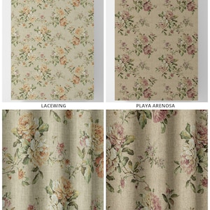 Floral Curtains, 12 Colors, 4 Pleat Styles, Blackout Option. Custom Print Window Drapes for Kitchen, Living, Study, Bedroom & Dining.