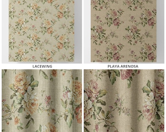 Floral Curtains, 12 Colors, 4 Pleat Styles, Blackout Option. Custom Print Window Drapes for Kitchen, Living, Study, Bedroom & Dining.