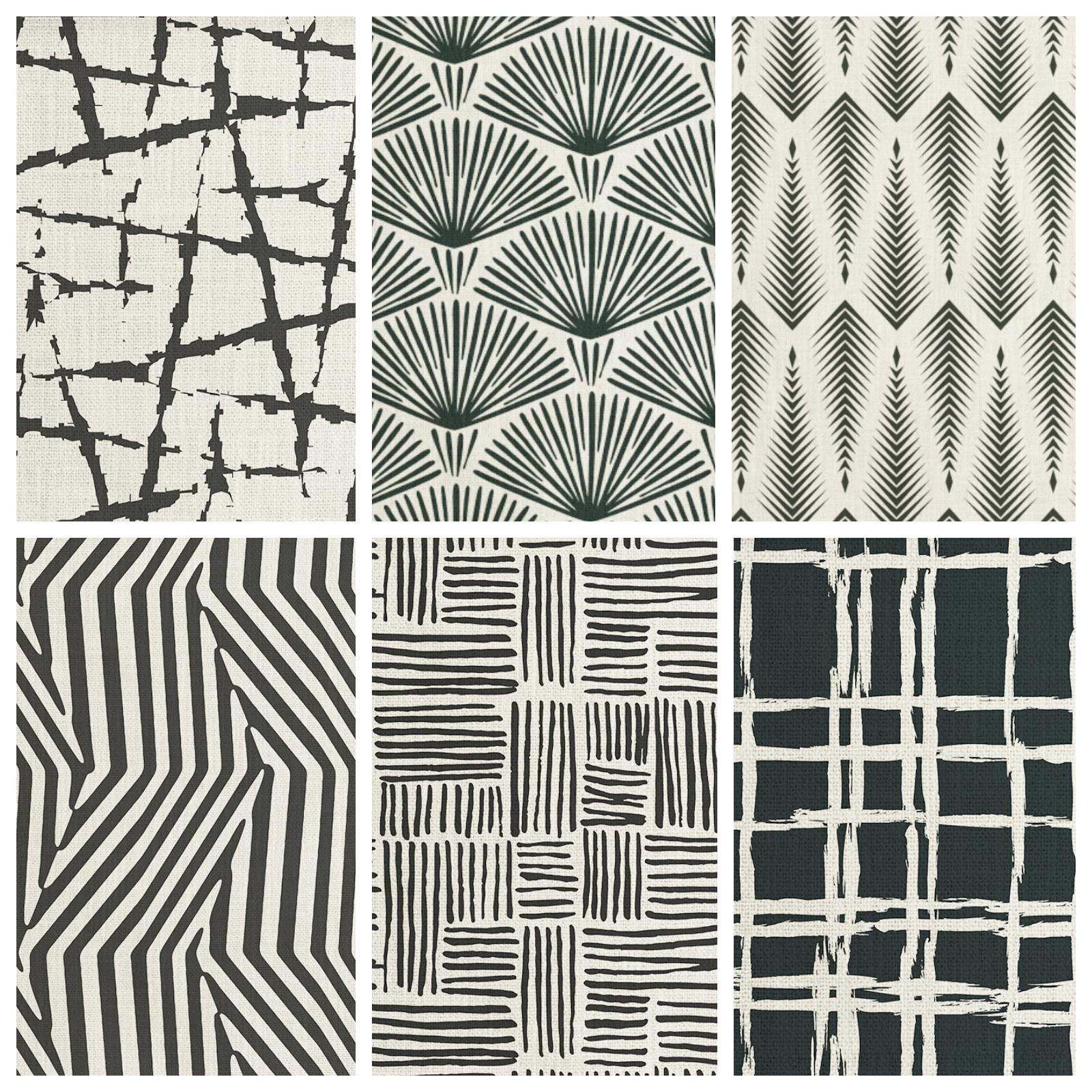 Black And White Abstract Patterns Fabric by the Yard 7 Patterns Multipurpose Fabric for Home Decor, Window Curtains, Roman Shades, Valances