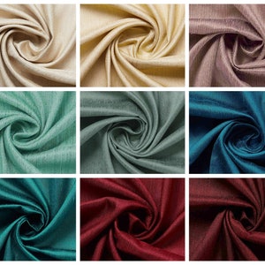 Tessuto in finta seta tagliato su misura. 8 colori. Multiuso per decorazioni per la casa, tende, tendaggi, mantovane e cuscini.