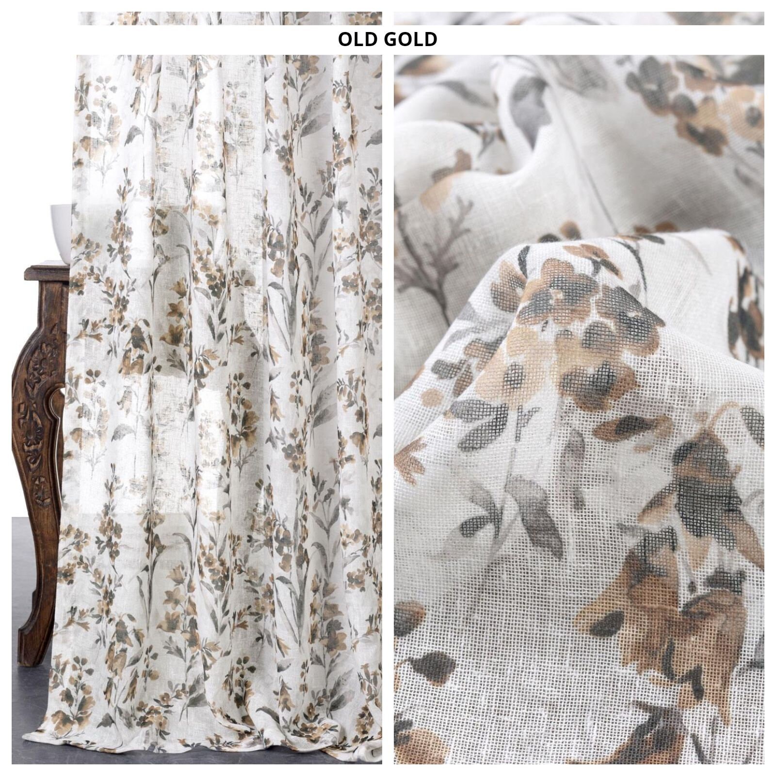 Sheer Floral Print Curtains. 6 Colors. Custom Length/width/size Window
