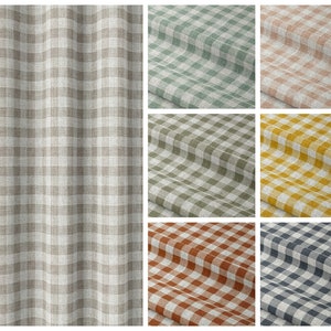 8 Colors. Checkered Plaid Curtains. 4 Pleat Styles. Custom Size Window Drapes for Living, Kitchen, Bathroom. Add Blackout Lining to Bedroom.