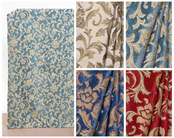 Tissu floral en velours par mètre. 4 couleurs. Tissu multiusage pour rideaux, tentures, stores romains/stores, décoration d&#39;intérieur, chemins de table/lit