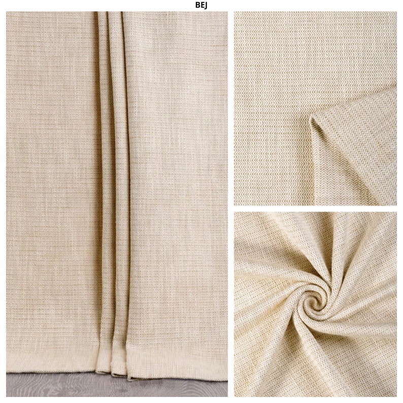 Guu Color 4 Colors. Solid Textured Curtains. Custom Cotton Window Drapes for ...