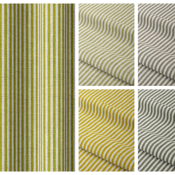 7 Green Tone Striped Curtains. 4 Pleat Styles, Blackout Lining Option. Custom Size Window Drapes for Living, Bedroom, Dining & Kitchen