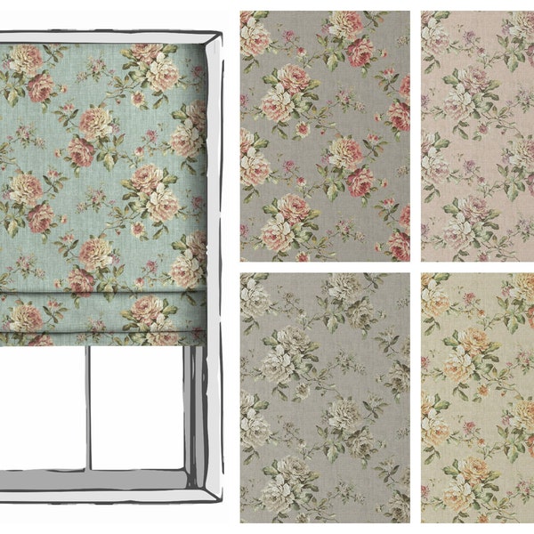 5 Colors. Floral Roman Shades, 3 Fold Styles, Blackout Lining Option. Custom Window Blinds for Living Room, Bedroom, Bath, Dining & Kitchen.