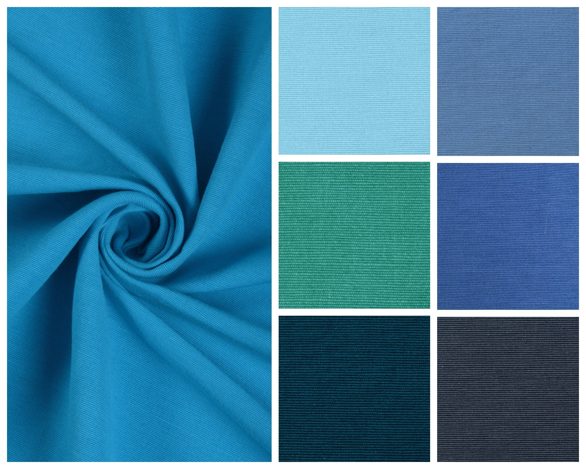 Cotton Fabric by the Yard. 7 Blue Colors. Multipurpose Fabric for Home Decor, Window Treatments, Curtains, Roman Shades/ Blinds & Valances.