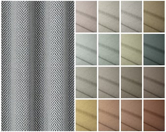 Pinch Pleat Curtains. Herringbone Pattern. 21 Colors. Blackout Lining Option. Custom Window Drapes for Living, Bedroom, Dining, Study.