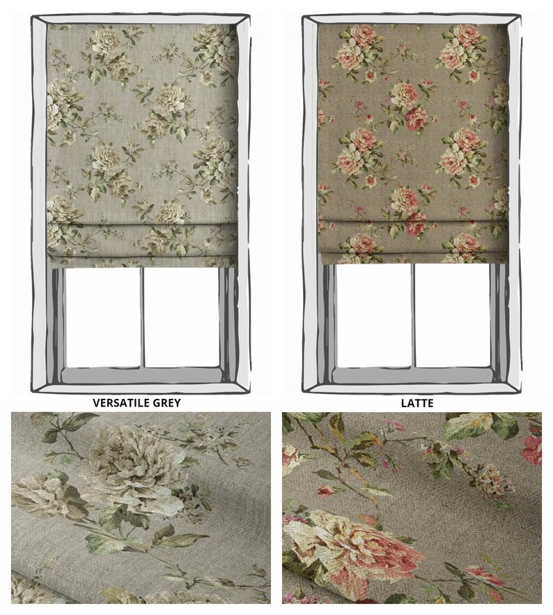 Floral Roman Shades 12 Colors. Custom Window Blinds for Etsy