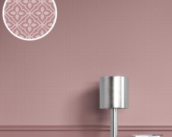 Pink Small Floral Lattice Wallpaper by Meter. Removable Peel 'n Stick & Unpasted Options. Extra Wide. Geometric Textured, Non-Woven (Sofia)