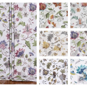 7 Colors. Floral Curtains. Custom Cotton Drapes for Living Room, Bedroom, Dining Room, Kitchen, Nursery. 4 Pleat Styles. Blackout Lining.